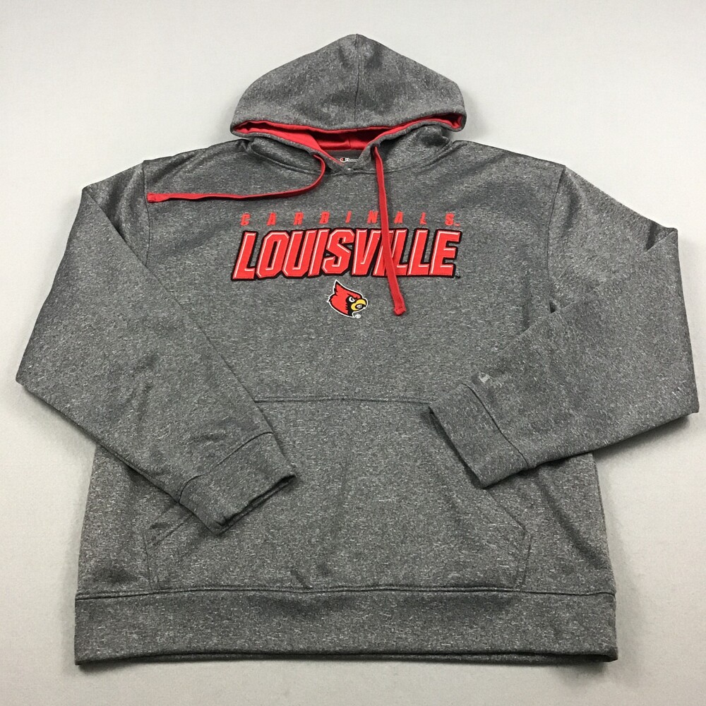 Louisville Cardinals Sweatshirt Men Large Gray Champion Basketball Sweatshirt L